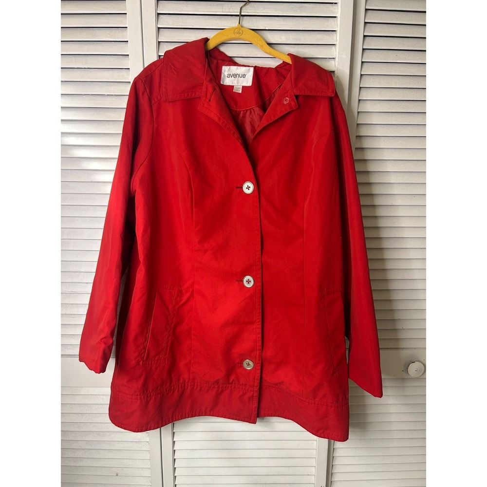 Avenue Red Button Down Jacket Size 14/16
